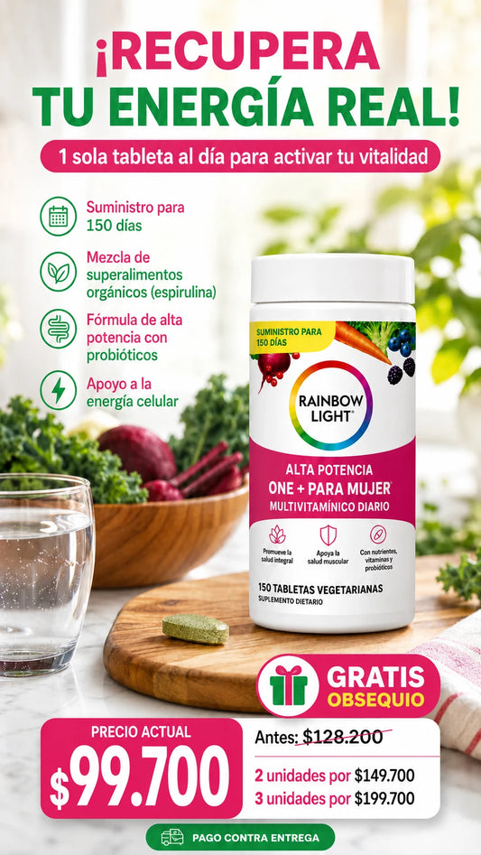 Rainbow Light Multivitamínico One + para mujer | 150 Caplets | Apoya la energía
